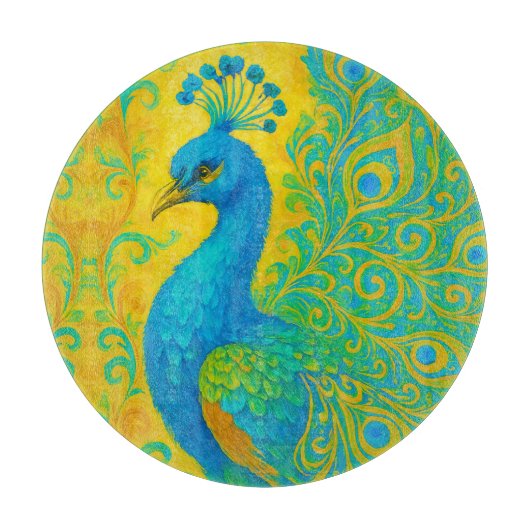 Elegante Türkis Peacock Bird Decorative Schneidebrett (Vorderseite)