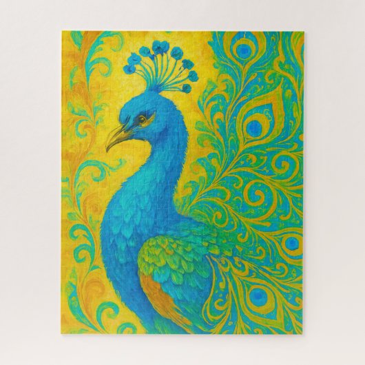 Elegante Türkis Peacock Dekorativ Puzzle (Vertikal)