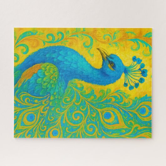 Elegante Türkis Peacock Dekorativ Puzzle (Horizontal)