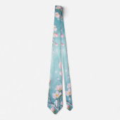 Elegante Türkis Rosa Kirschblüten-Initialen Krawatte (Vorderseite)