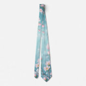 Elegante Türkis Rosa Kirschblüten-Initialen Krawatte (Rückseite)