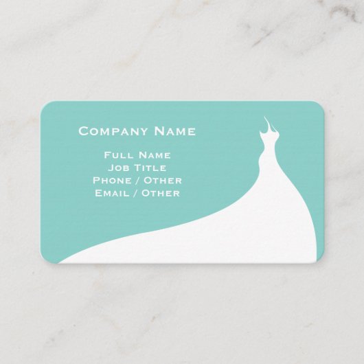 Elegante Türkis Wedding Dress Business Card Visitenkarte (Vorderseite)