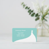 Elegante Türkis Wedding Dress Business Card Visitenkarte (Stehend Vorderseite)
