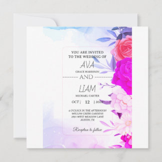 Elegante Türkisblaue Florale Wasserfarbe Hochzeit  Save The Date