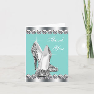 Elegante Türkisblaue High Heel Schuhe Dankeskarten Dankeskarte