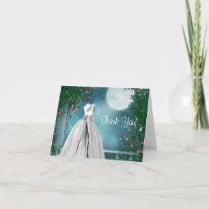 Elegante Türkisblaue Quinceanera-Dankeskarten Dankeskarte