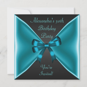 Elegante Türkisblaue Schleife Schwarze Event-Party Einladung