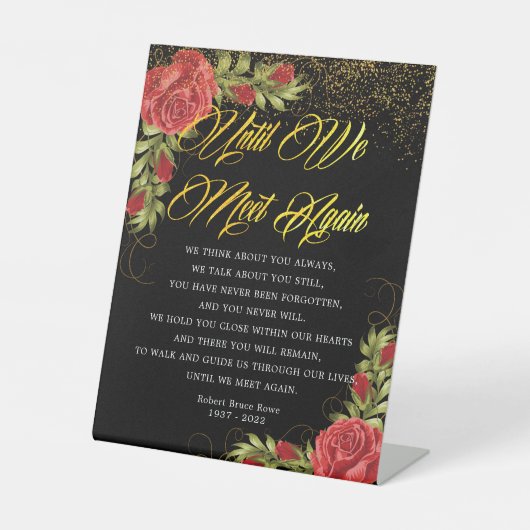 Elegante türkische Rote Rosen Begräbnisgedicht Sockelschild (Vorderseite)