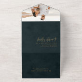 Elegante Türkise Gold Agate Calligraphy Wedding All In One Einladung (Außenbereich)