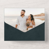 Elegante Türkise Gold Agate Calligraphy Wedding All In One Einladung (Rückseite)