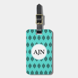 Elegante Türkise Monogram Gepäckmarke Gepäckanhänger