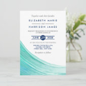 Elegante türkise Tides Beach Hochzeit Einladung (Stehend Vorderseite)