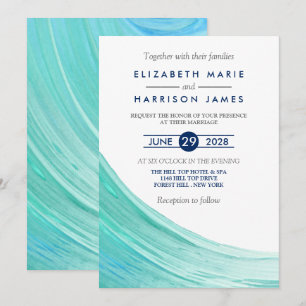 Elegante türkise Tides Beach Hochzeit Einladung