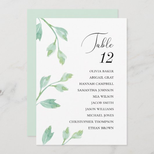 Elegante türkisfarbene Blätter.Hochzeitskarten Einladung (Vorne/Hinten)