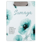 Elegante türkisfarbene, florale Zwischenablage ind Klemmbrett (Vorderseite)
