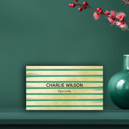 Elegante türkisfarbene Goldfolienfarbe gestreift Visitenkarte