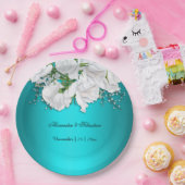 Elegante türkisfarbene Hochzeit Pappteller (Party)