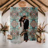 Elegante türkisfarbene Kupfer-Blume Wandteppich