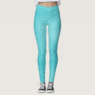 Elegante türkisfarbene Ledertextur Leggings