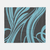 Elegante, türkisfarbene Linien auf schwarz Fleecedecke (Vorderseite (Horizontal))