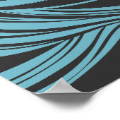 Elegante, türkisfarbene Linien auf schwarz Poster (Ecke)