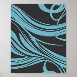 Elegante, türkisfarbene Linien auf schwarz Poster