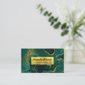 Elegante türkisfarbene Marmorkunst Imitate Gold Gl Visitenkarte (Stehend Vorderseite)