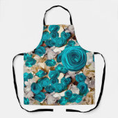 Elegante türkisfarbene Rose auf beige abstrakt Schürze (Vorderseite)