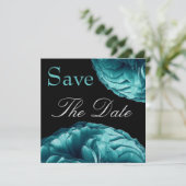 Elegante türkisfarbene Rose Hochzeit speichern Sie Save The Date (Stehend Vorderseite)