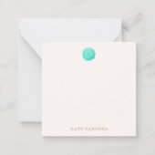 Elegante türkisfarbene Sand Dollar Note Card Mitteilungskarte (Vorderseite)