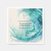 Elegante türkisfarbene Wasserfarbe Serviette (Vorderseite)