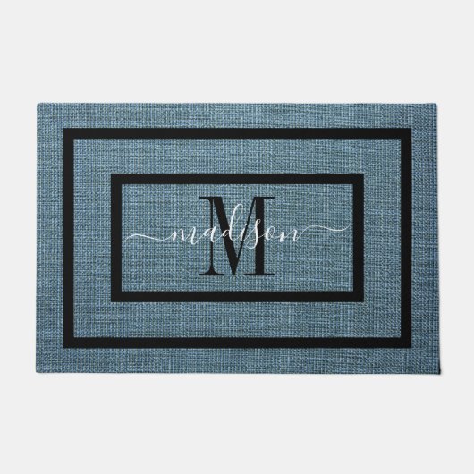 Elegante Türmatte mit schwarz-weißem Namen (Vorderseite)