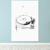 Elegante Turntable mit Notes Sketch - Premium Leinwanddruck (Insitu (Holzboden))