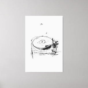 Elegante Turntable mit Notes Sketch - Premium Leinwanddruck