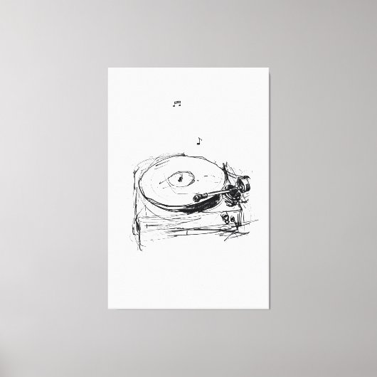 Elegante Turntable mit Notes Sketch - Premium Leinwanddruck (Vorderseite)