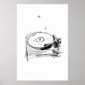 Elegante Turntable mit Notes Sketch - Premium Poster (Vorne)