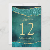 Elegante Turquoise & Gold Agate Hochzeitskarte Einladung (Vorderseite)