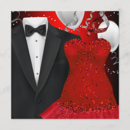 Elegante Tuxedo und Red Dress Holiday Party Einladung