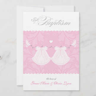 Elegante Twin Baby Girl Taufe Einladung