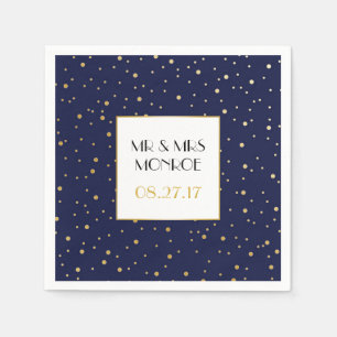 Elegante Twinkle Stars Midnight Blue Sky und Gold Serviette