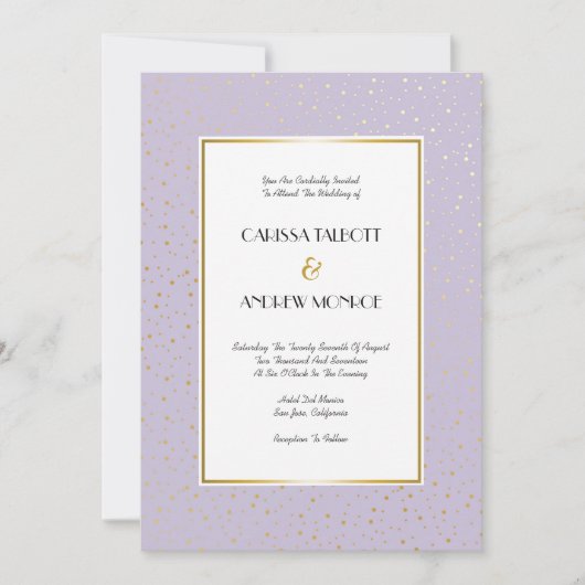 Elegante Twinkle Stars Pastel Lavender Gold Weddin Einladung (Vorderseite)