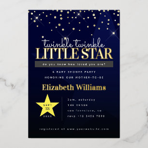 Elegante Twinkle Twinkle Little Star Baby Shower Folieneinladung