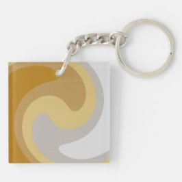 Elegante Twirl Art in Golden Gelb, Silbergrau Schlüsselanhänger