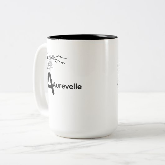 Elegante TwoTone-Tasse mit Aurevelle Floral Design Zweifarbige Tasse (Vorderseite Links)