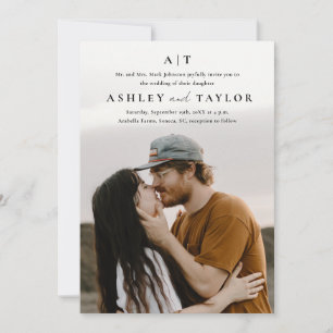 Elegante Typo-Monogramm-Foto-Hochzeitseinladung Einladung