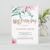 Elegante Typografie 100. Blumengeburtsfeier Einladung (Stehend Vorderseite)