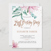Elegante Typografie 25. Blumengeburtstag Einladung (Vorderseite)
