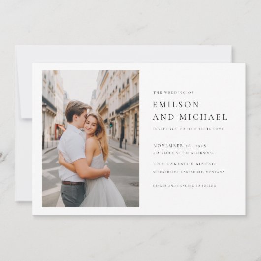 Elegante Typografie 2 Foto Hochzeit Einladung (Vorderseite)