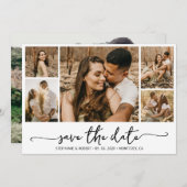 Elegante Typografie 5 Foto Collage Wedding Save The Date (Vorne/Hinten)