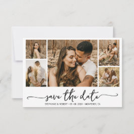 Elegante Typografie 5 Foto Collage Wedding Save The Date